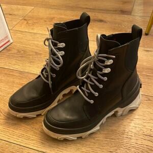 Sorel Black and Cream Lace-Up Boots